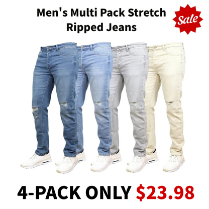 Men's Multi Pack Stretch Ripped Jeans