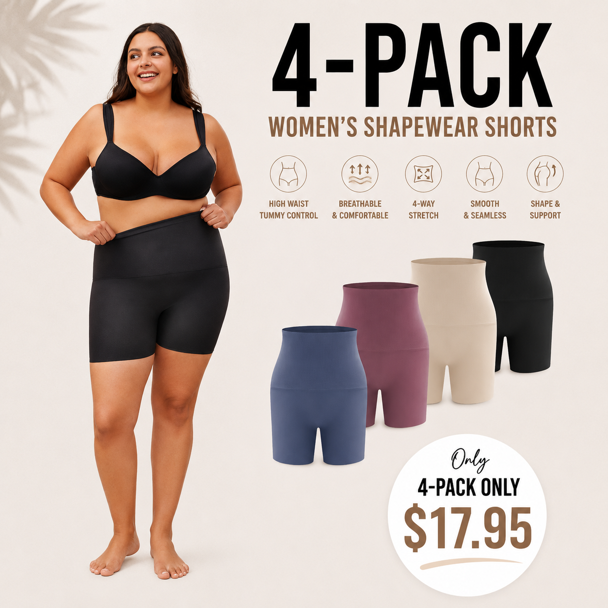 Women's High-Waisted Boyshort Panties – Full Coverage & Seamless Comfort