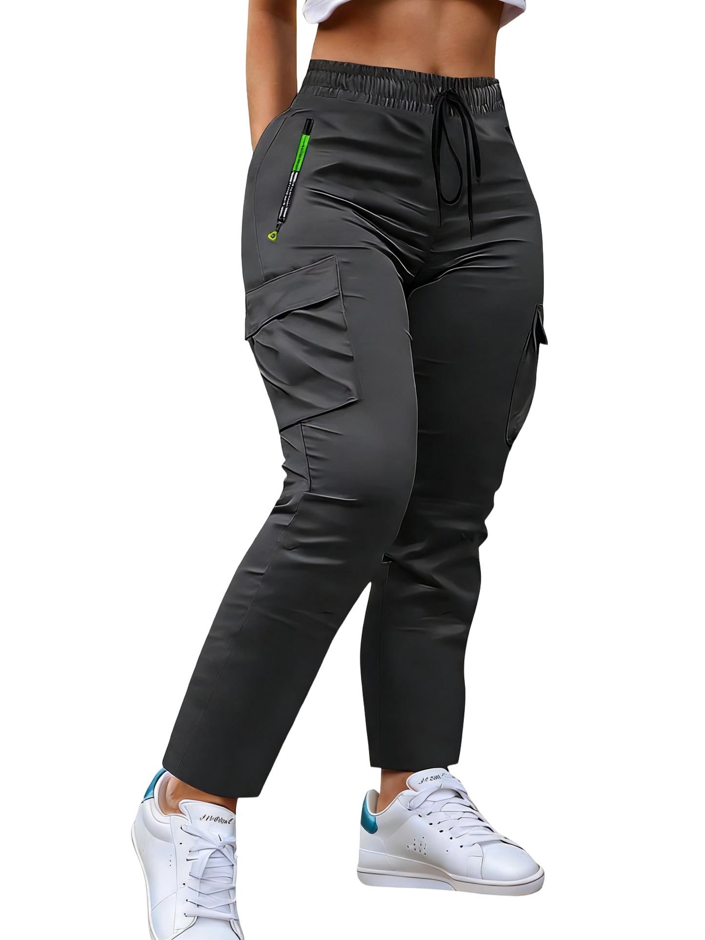 Women's work trousers - non-stretch trousers with adjustable drawstring waistband