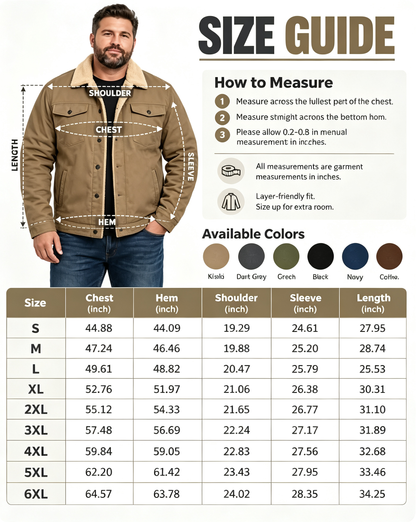 🔥 BESTSELLER |  Men's Sherpa-Lined Cotton Trucker Jacket