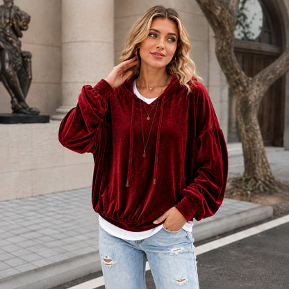 🔥Limited-Time Promotion Women's Loose Velvet Drawstring Hoodie