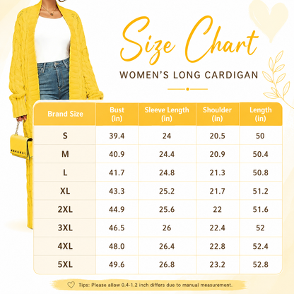 Womens Stylish Cable Knit Dual Chunky Cardigan with Pockets