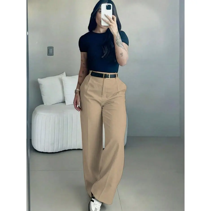 Women’s High-Waisted Wide-Leg Drape Trousers