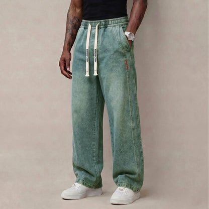 🔥 BEST SELLER | Men’s Stretch Cotton Loose-Fit Drawstring Jeans