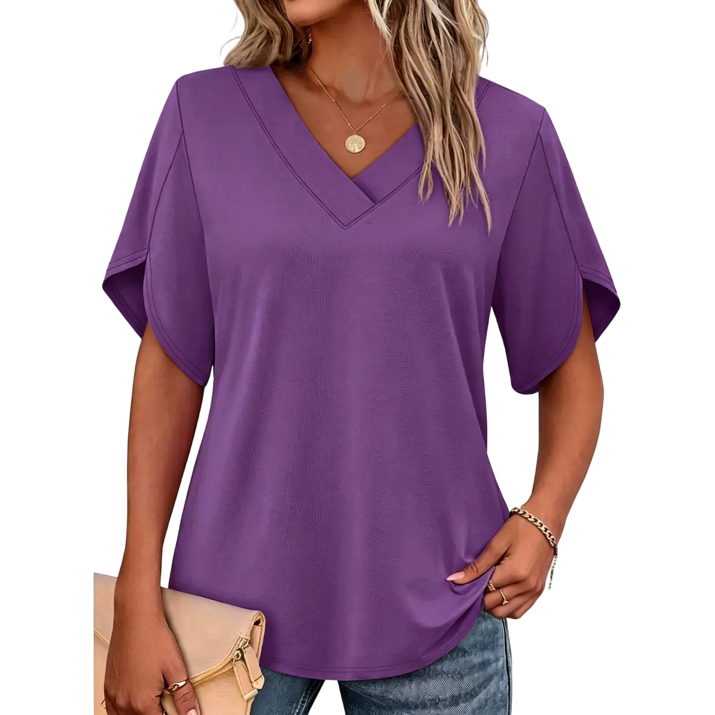 Womens Summer Tops Short Petal Sleeve Shirts