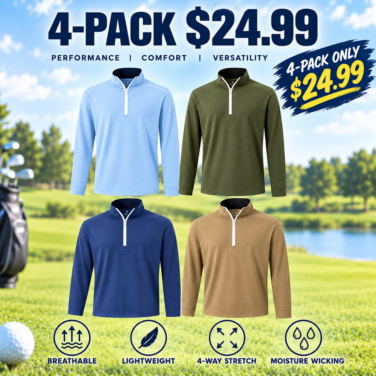 Men's Quarter Zip Golf Pullover