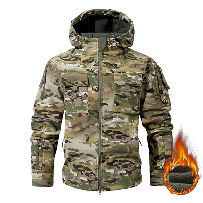 Men's Waterproof Fleece Hooded Jacket, 9 Multi-Compartment Pockets