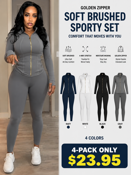 Golden Zipper Soft Brushed Sporty Set