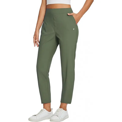 Women's Lightweight Breathable Stretch Ankle Pants - Soft UPF50+ Summer Trousers with Zipper Pockets