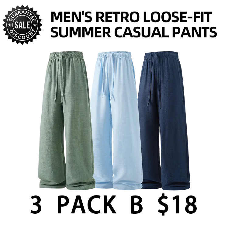 Men Retro Loose Drawstring Breathable Summer Casual Linen Pants