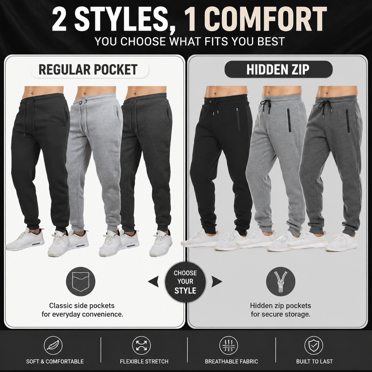 Men's Slim Fit Fleece Lined Joggers