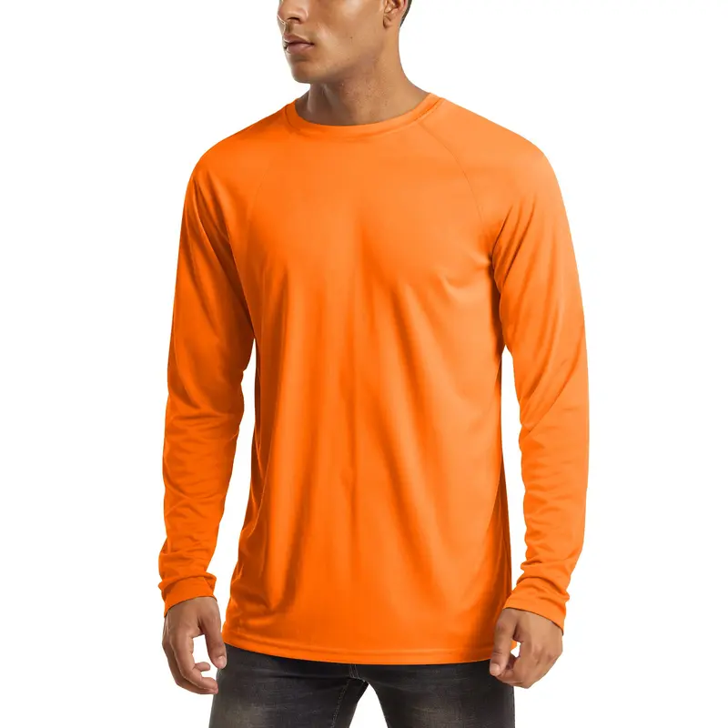 Men's UPF 50+ Long Sleeves Shirts Quick Dry Lightweight Summer Sportswear Crew Neck Tops
