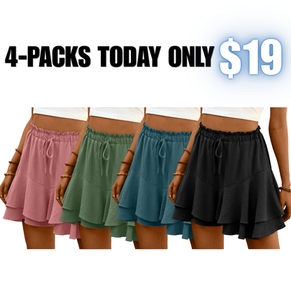 Flowy Shorts for Women Boho Ruffle Tiered Butterfly Skorts