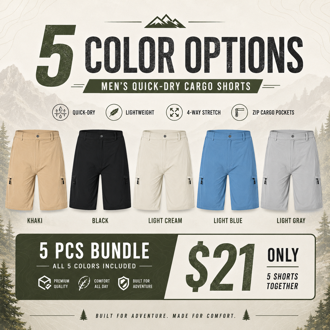 Men's Hiking Cargo Shorts 9