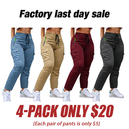 Women's work trousers - non-stretch trousers with adjustable drawstring waistband
