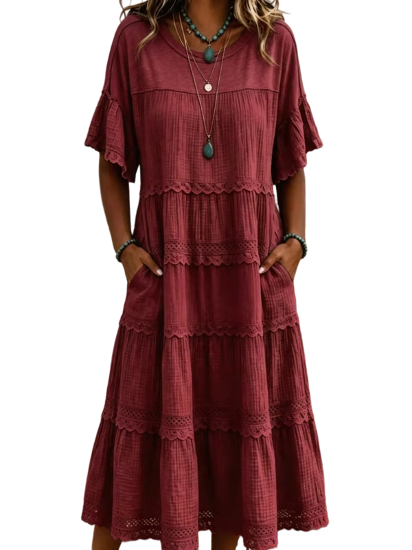 🔥Cool & breathable fabric🍃Women's Vintage Patchwork Lace Dress