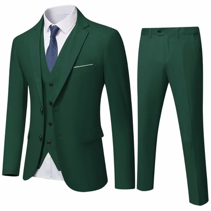 Men's 3 Piece Suit Set with Vest and Tie