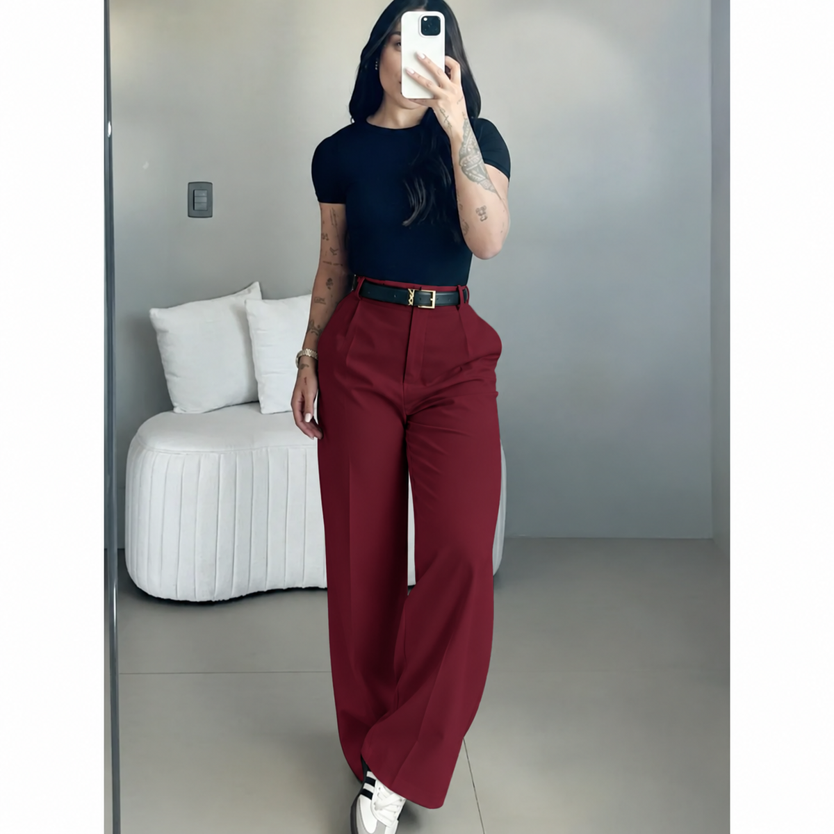 Women’s High-Waisted Wide-Leg Drape Trousers