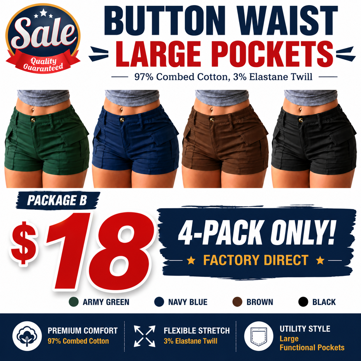 🛒 90% OFF NOW! Women’s summer cargo shorts