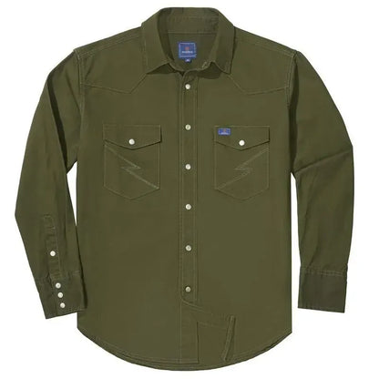 🔥🔥16-PACK-$38.8🔥Men's Long Sleeve Stone-Washed and Pre-Washed Denim Work Shirt