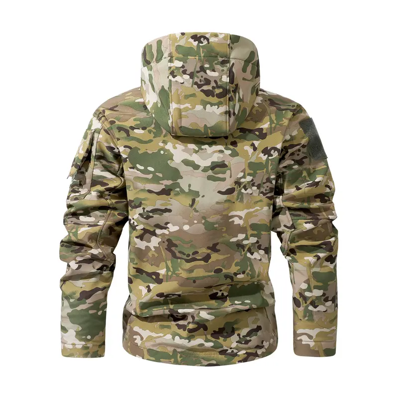 Men's Waterproof Fleece Hooded Jacket, 9 Multi-Compartment Pockets