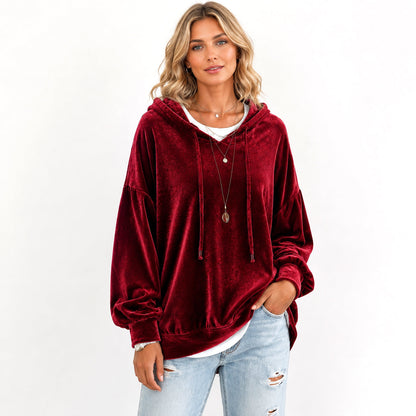 🔥Limited-Time Promotion Women's Loose Velvet Drawstring Hoodie