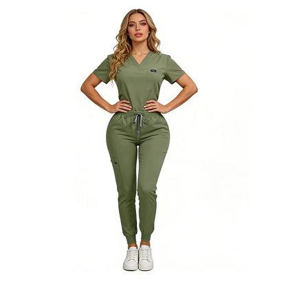 Women's Daily Wear Two-Piece Outfit, Anti-Pilling Lightweight Breathable Multi-Pocket Top & Side Pocket Jogger Pants