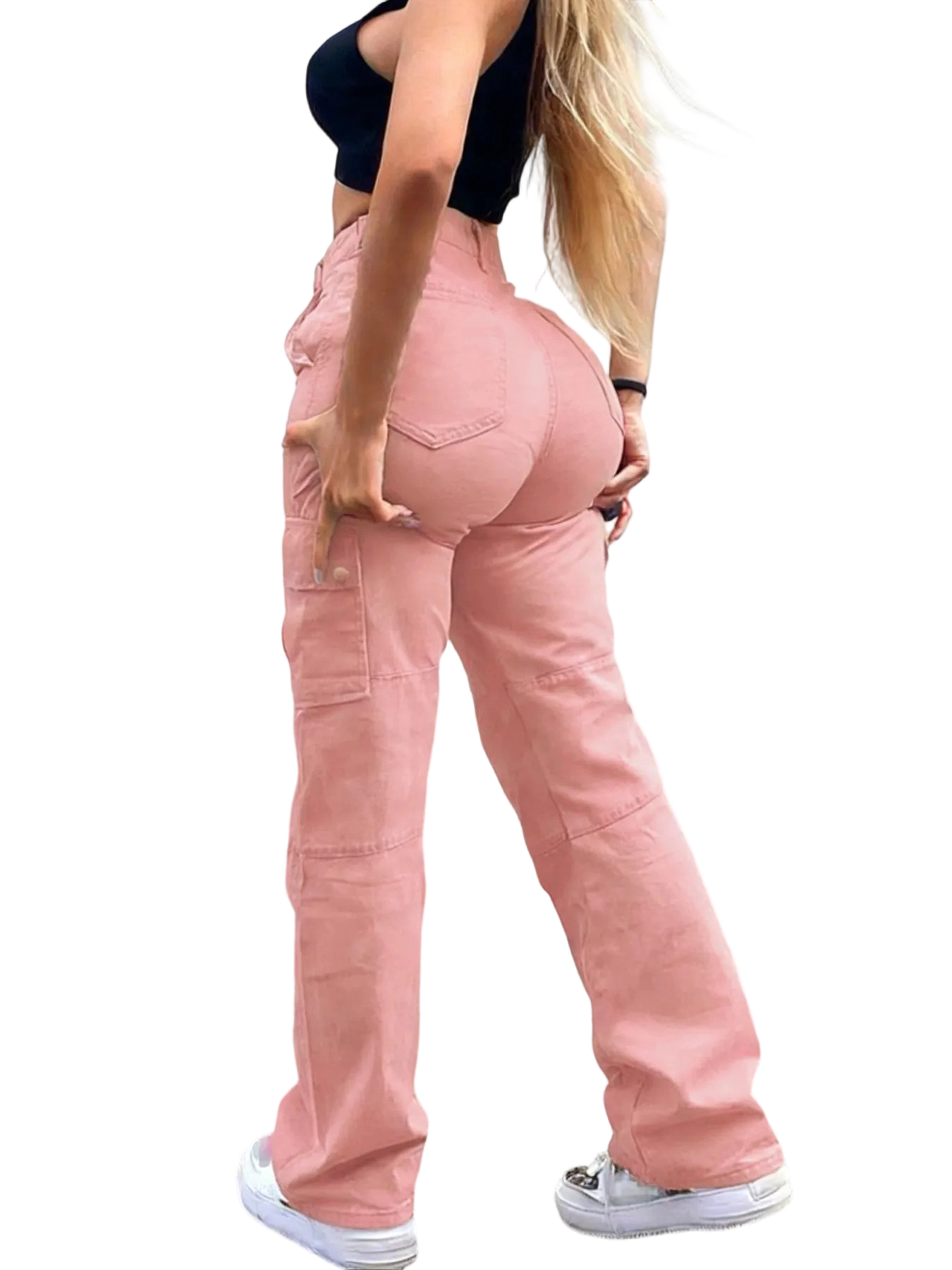 Women's Solid Multiple Pockets Cargo Pants, Casual Fashion Trousers