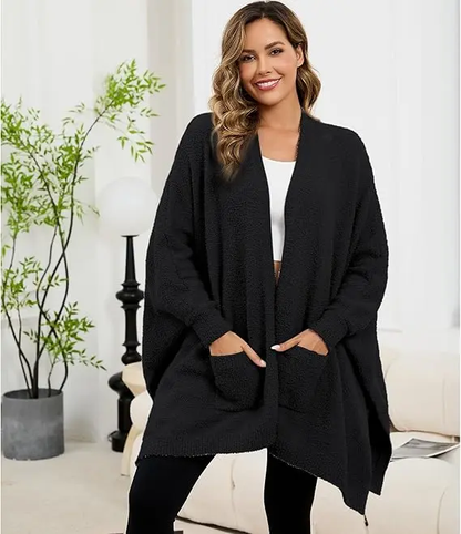 🔥Women's Sherpa Wearable Blanket Poncho - One Size (100% Cotton)