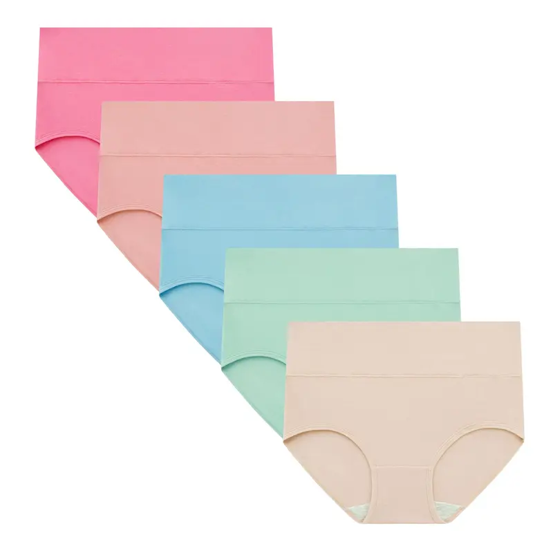 Women's High Waist Cotton Briefs – Soft Breathable 5-Pack Underwear