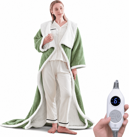 Made for You 💕Wearable Heated Blanket with Foot Pocket Sherpa🔥Overheat Protection & Auto Shut-Off