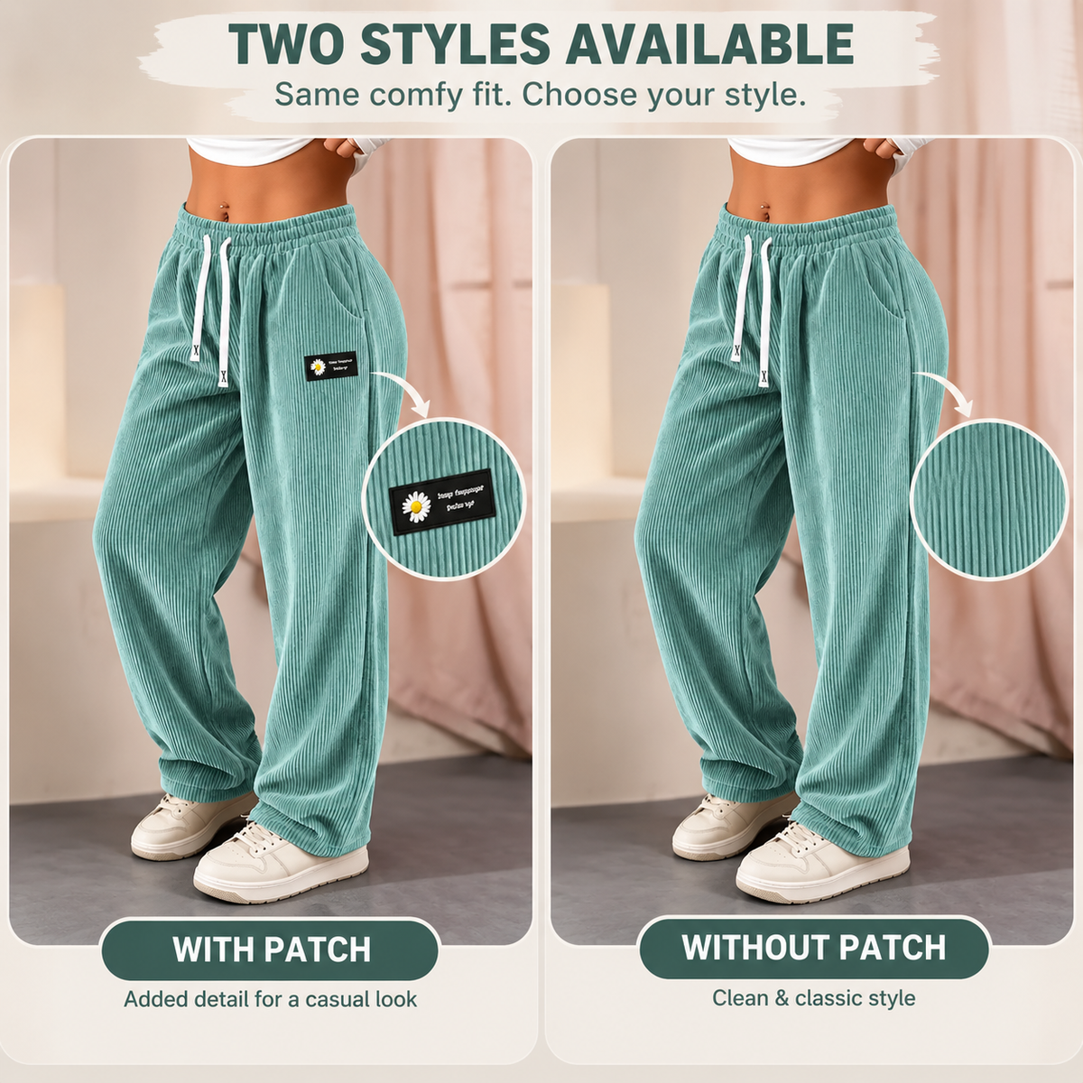 Made for You 💕Women's Solid Straight Leg Corduroy Bottoms