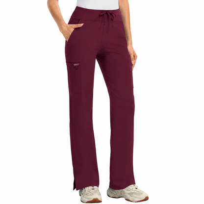 ❤️DEALS FOR YOU-Women's High-Rise Stretch Scrub Pants with Yoga Waistband, Side & Back Pockets