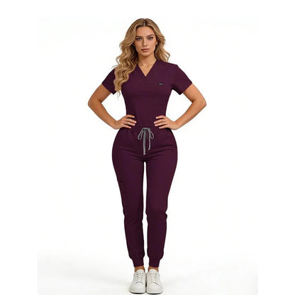 Women's Daily Wear Two-Piece Outfit, Anti-Pilling Lightweight Breathable Multi-Pocket Top & Side Pocket Jogger Pants