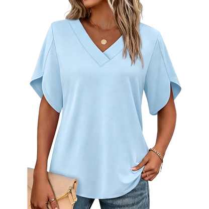 Womens Summer Tops Short Petal Sleeve Shirts
