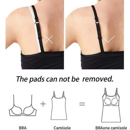 🔥Flash Sale⚡️Plus Size Camisoles Women with Built in Bra Tank Top Cami Sleeveless Summer Tops