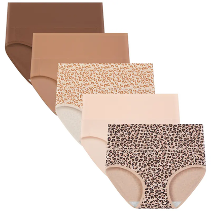 Women's High Waist Cotton Briefs – Soft Breathable 5-Pack Underwear