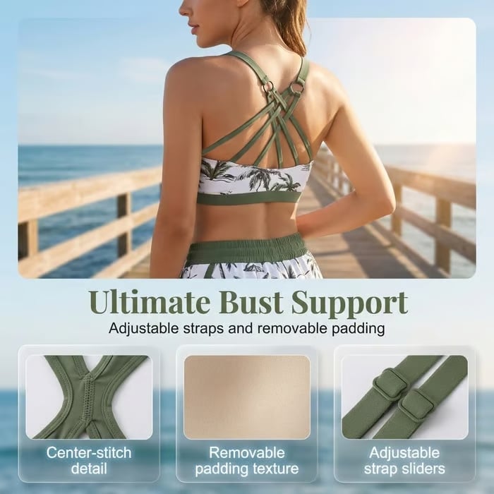 🔥BIG SALE, limited stock 🔥3 Piece Tankini Swimsuits for Women Bathing Suits with Boy Shorts and Swim Tank Top Bra Modest Swimwear