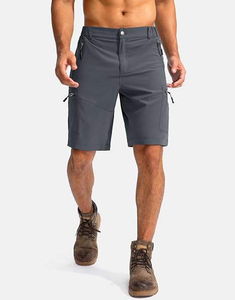 Men's Lightweight Cargo Shorts with 5 Zipper Pockets