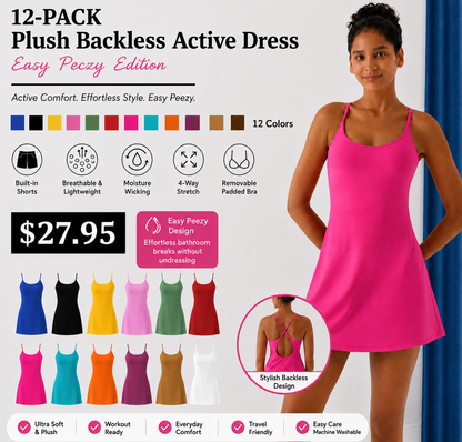 🔥Last day promotion🔥Plush Backless Active Dress-Easy Peezy Edition