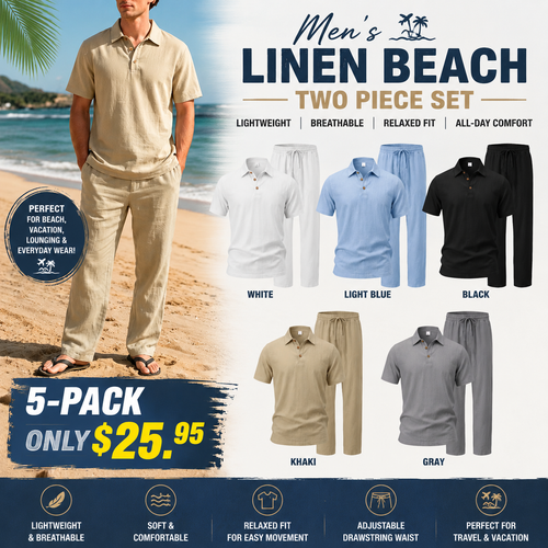 Men’s Linen Beach Two Piece Set