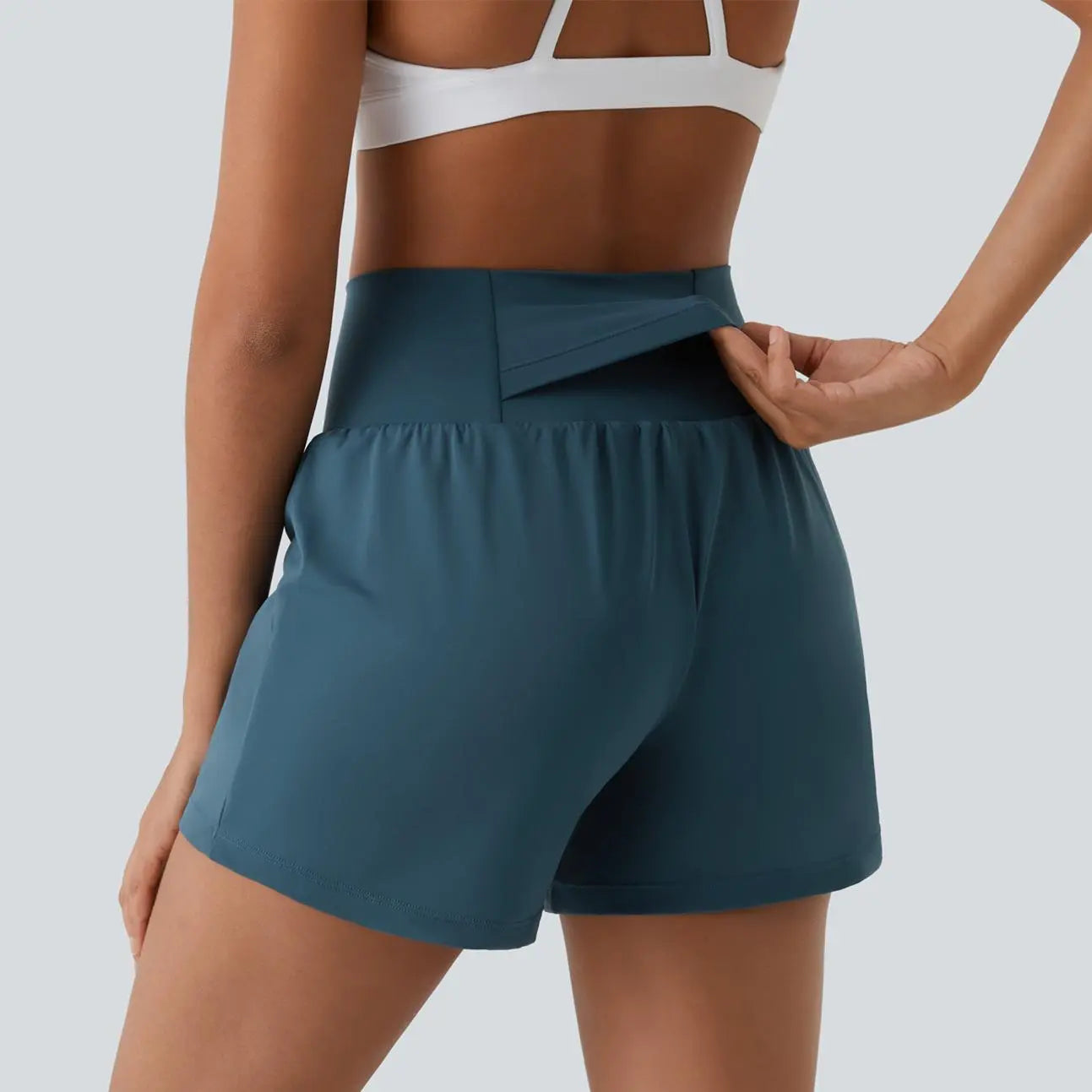 Super High Waisted Back Pocket & Side Hidden Pocket 2-in-1 Yoga Shorts