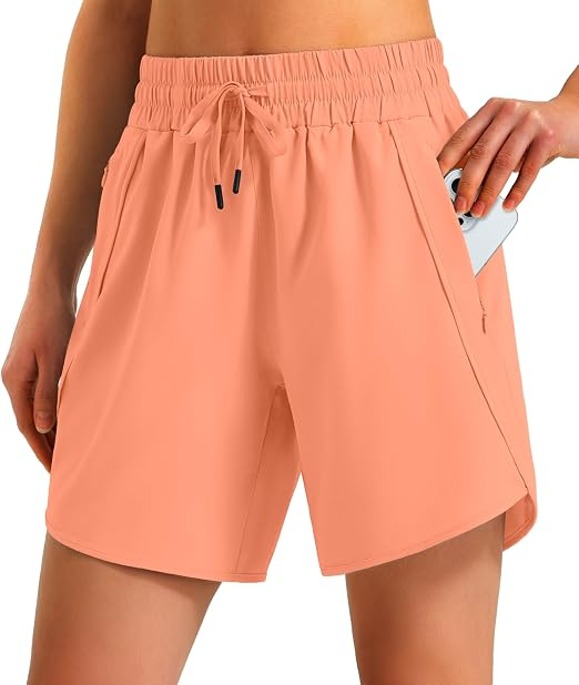 Women's Athletic Running Shorts Quick Dry with Zipper Pockets