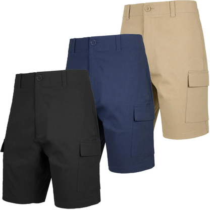Men's Super Stretch Cargo Shorts with Button Closure and Zipper Pockets