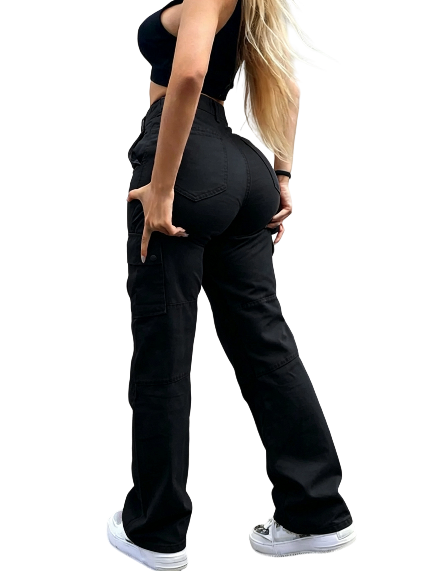 Women's Solid Multiple Pockets Cargo Pants, Casual Fashion Trousers