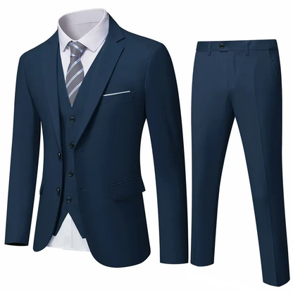 Men's 3 Piece Suit Set with Vest and Tie