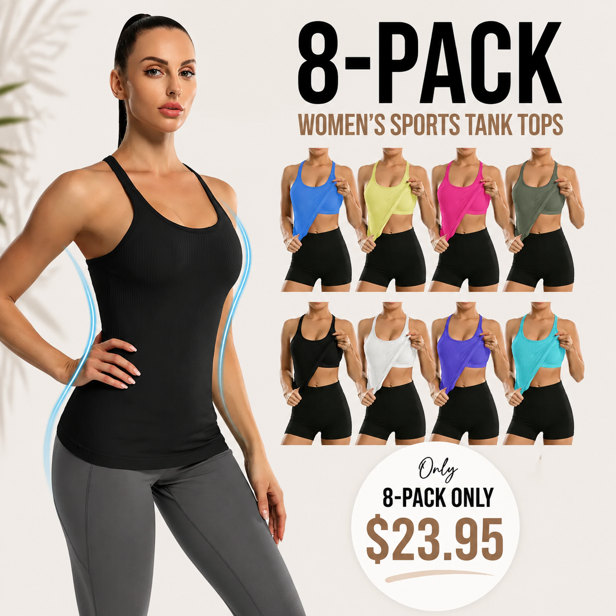 Ribbed Workout Tank Tops with Built in Bra