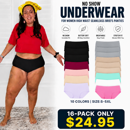 ❤️DEALS FOR YOU- No Show Underwear for Women High Waist Seamleass Briefs Panties