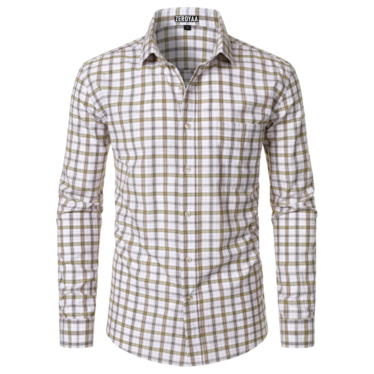 Men's Long-Sleeve Plaid Dress Shirt – Slim Fit, Classic Style