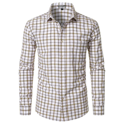 Men's Long-Sleeve Plaid Dress Shirt – Slim Fit, Classic Style